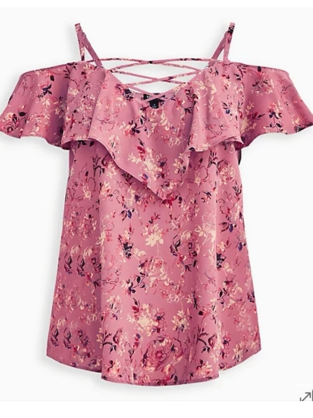 torrid Floral Cold-Shoulder Ruffle Top - Picture 2 of 6